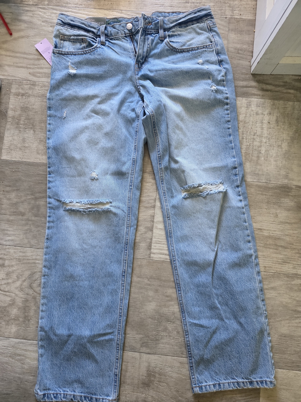 wild fable Light Blue Distressed Straight-Leg Jeans